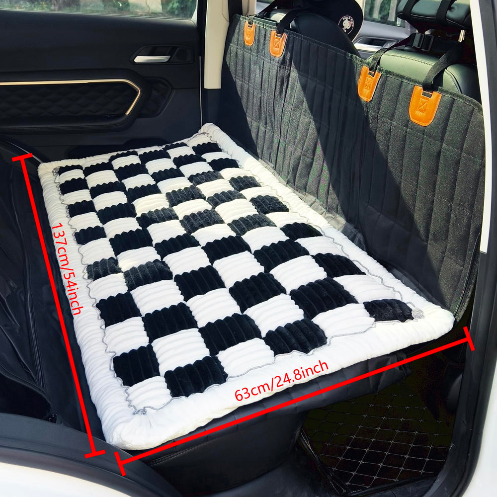 AEEISHOMEREFORM backseat pet bed mat closeup highlights PP cotton padding for lasting softness.