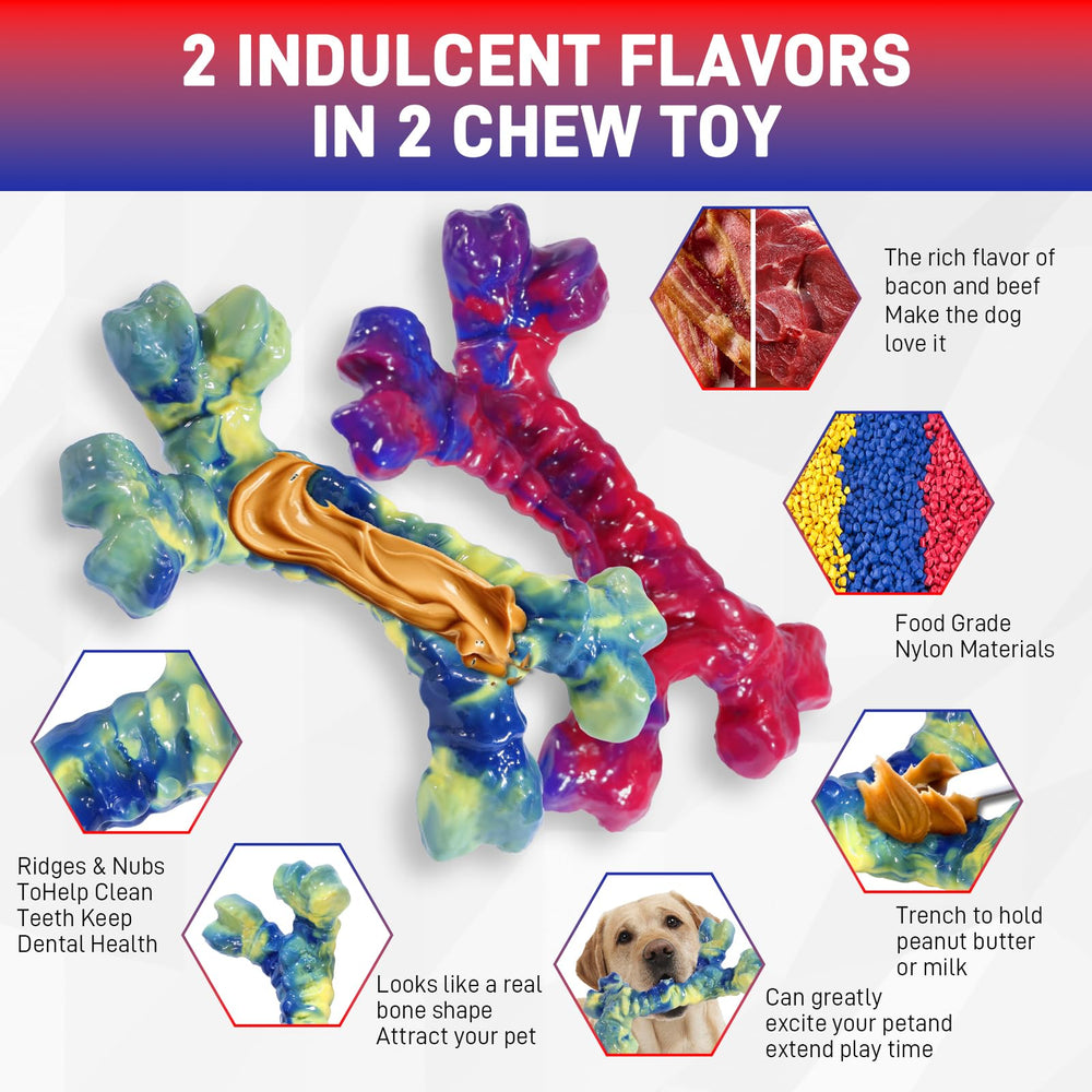 Aelflane blue bacon-flavor chew toy with bacon scent for focused chewing