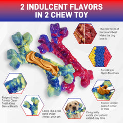 Aelflane blue bacon-flavor chew toy with bacon scent for focused chewing