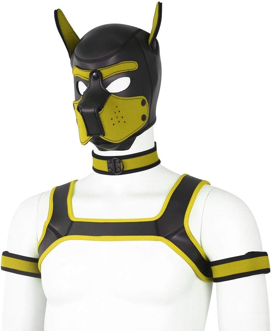 Aendu Adults Neoprene Puppy Hood face close-up, showing soft PU leather for comfortable wear.