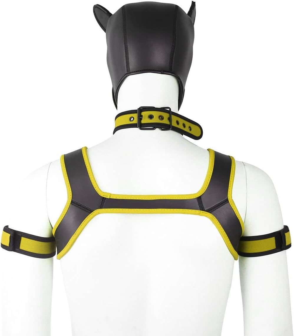 Aendu yellow puppy hood worn for cosplay or party looks.