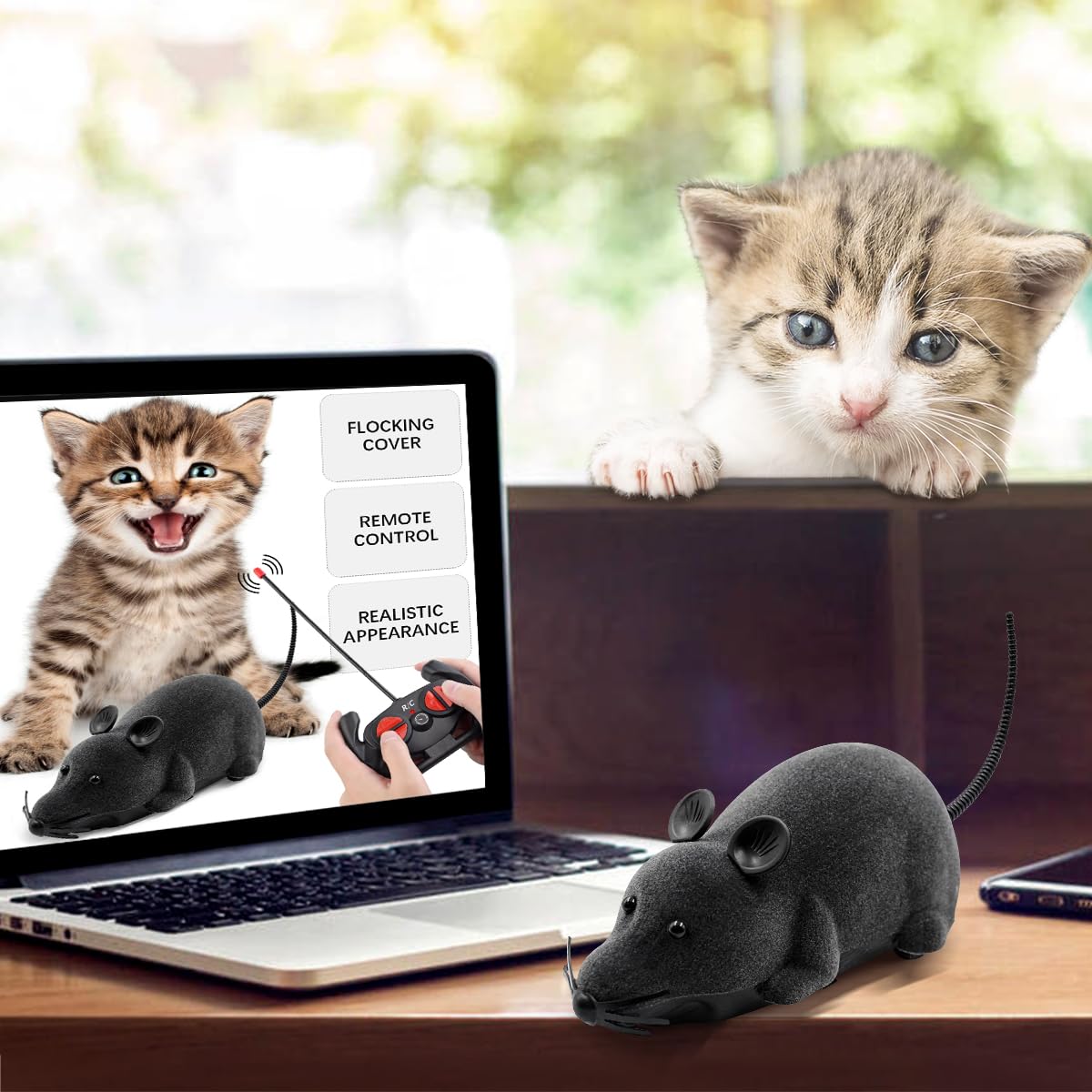 Aerbee remote-control rat toy packaging image shown as a novelty gift option