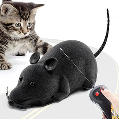 Aerbee remote-control rat toy with realistic fur for engaging cat chase play.