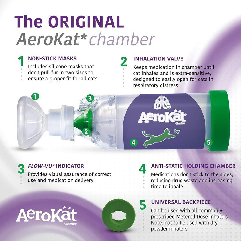 Aerokat original two silicone cat masks illustrate universal fit for most cats.