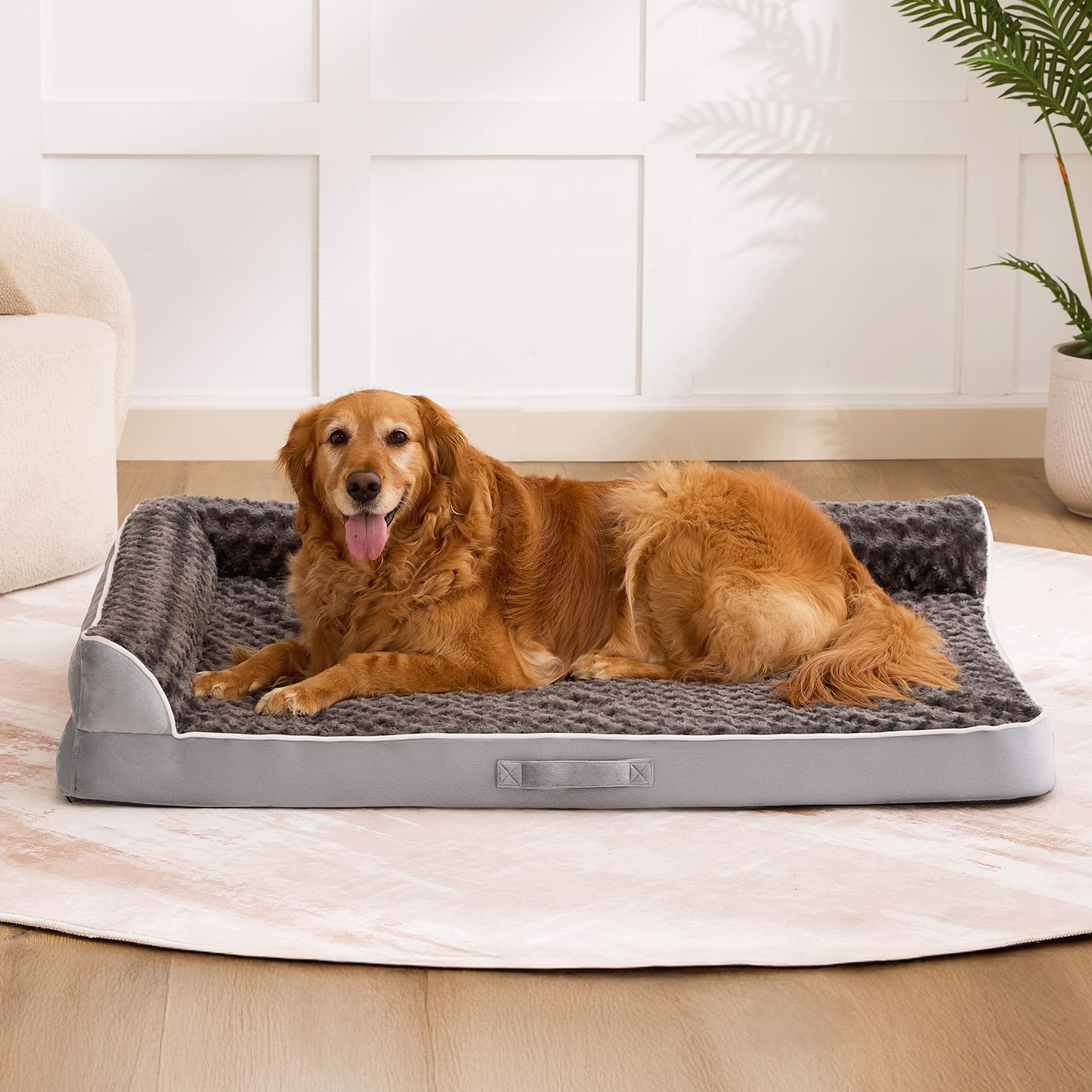 Aeroluxe grey pet bed offers a cozy sleeping surface for large dogs