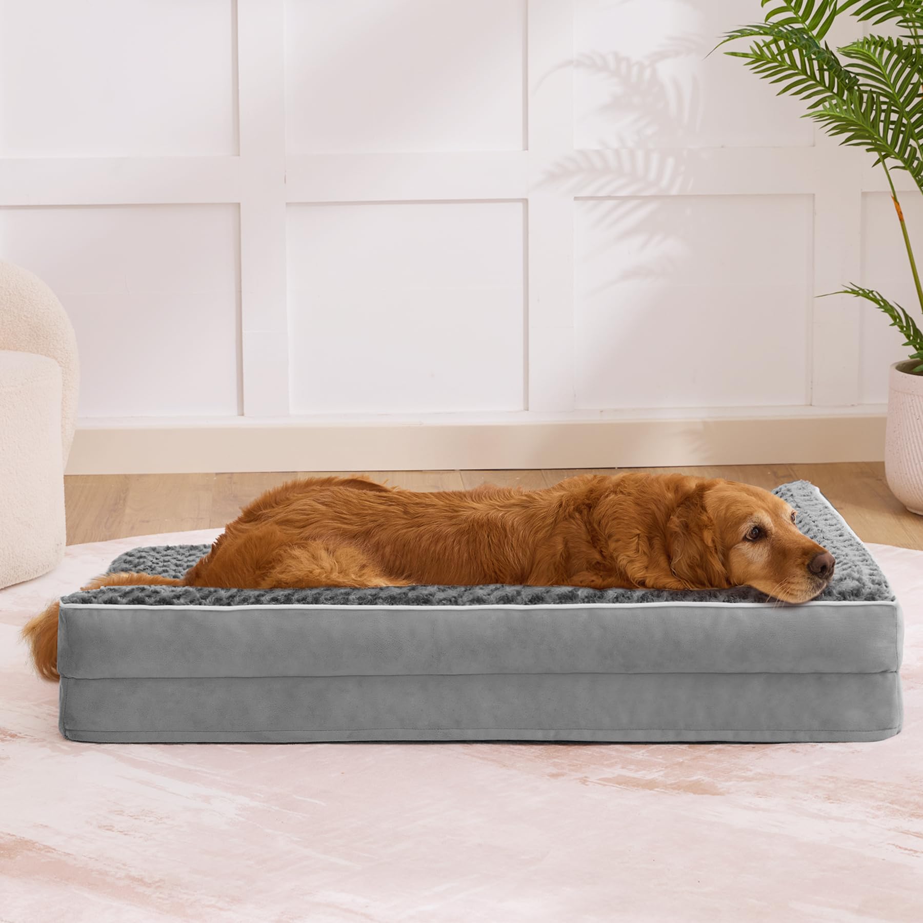 Aeroluxe grey XL dog bed suitable for dogs up to 80 pounds