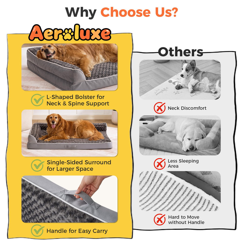 Aeroluxe XL bed laid out in a 42x30x7.5 inch footprint for large dogs