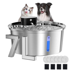 Aetherika wireless dog water fountain front view for easy cleaning and steady hydration.