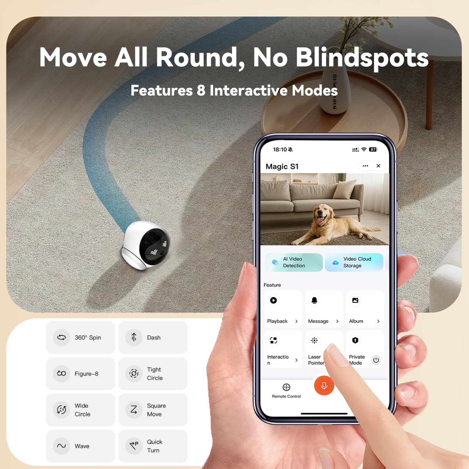 AEZ pet interaction modes show playful actions to engage pets
