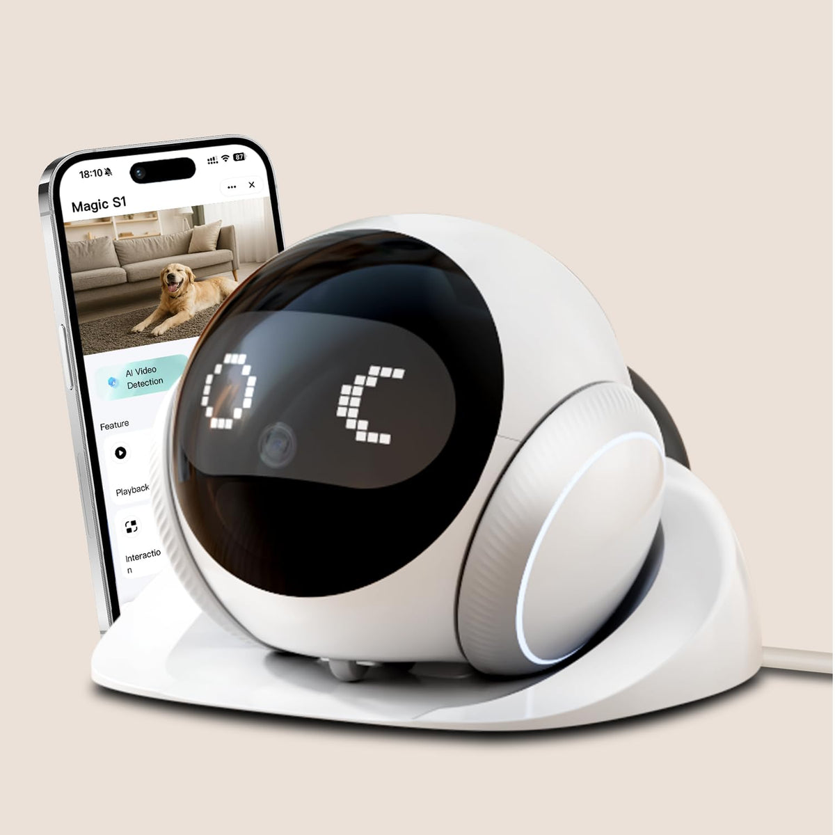 AEZ robot camera 1080P HD lens captures crisp footage of pets and family moments