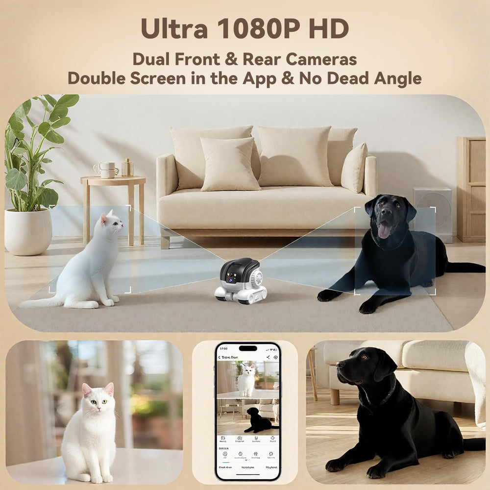 AEZ robot camera on wheels app control UI highlights easy live viewing and adjustments.