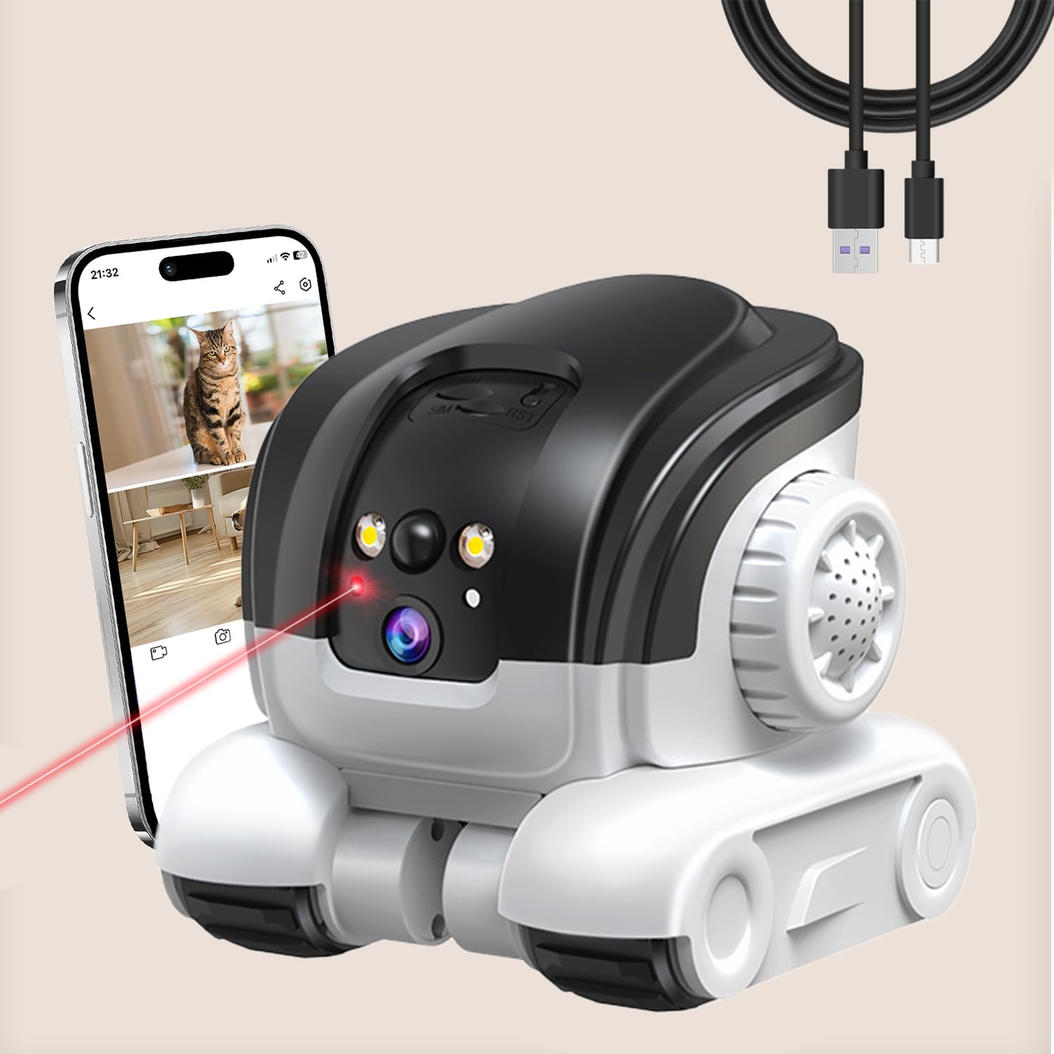 AEZ robot camera on wheels front view 1080p for reliable indoor monitoring.
