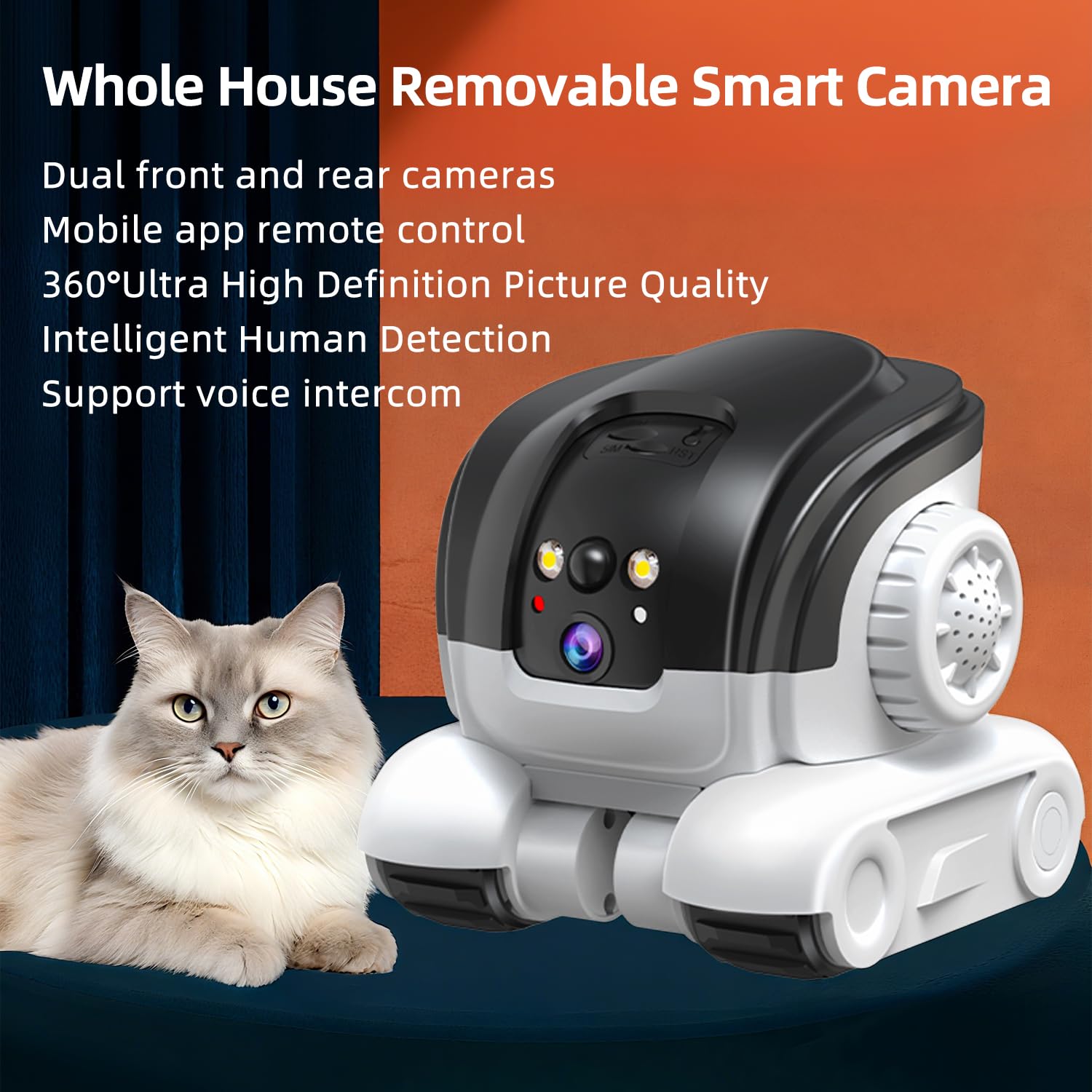 AEZ robot camera on wheels rear view 1080p enables comprehensive room coverage.