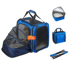 A.FATI large cat carrier litter-box-setup offers spacious travel and easy cleanup.