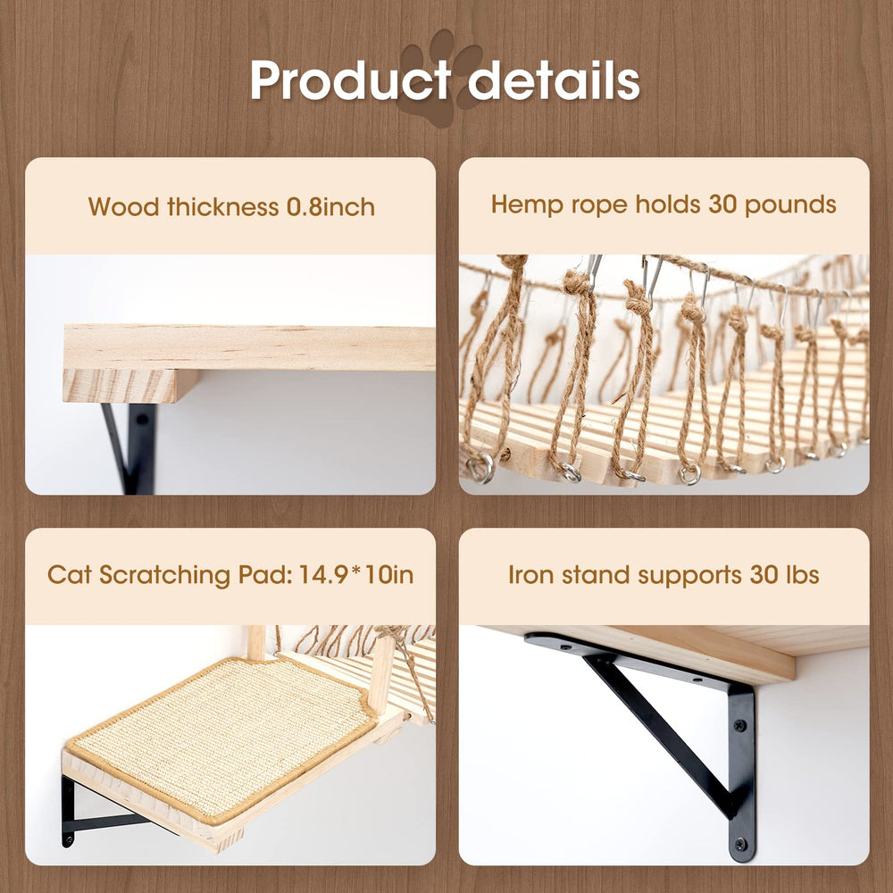 AFATI natural sisal scratch mat built into the bridge for healthy scratching.