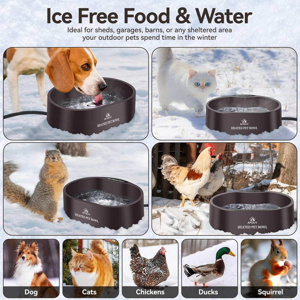 AFDUV heated water bowl outdoor BPA-free plastic ensures safe heating for pets