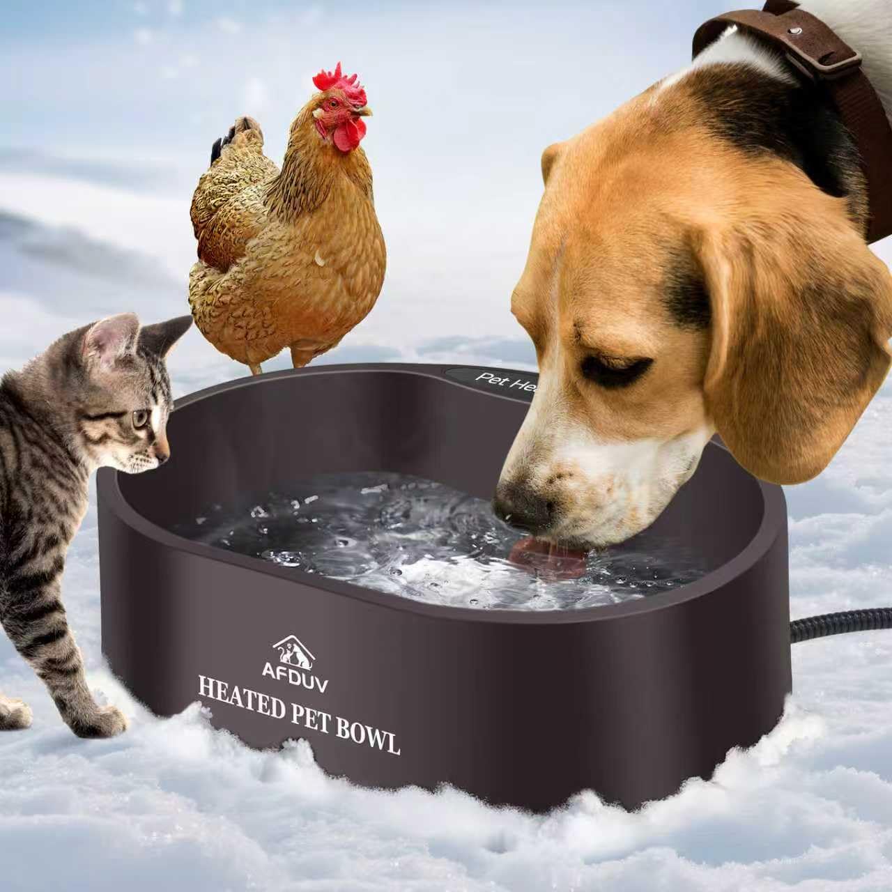 AFDUV heated water bowl outdoor easy-clean design simplifies daily maintenance