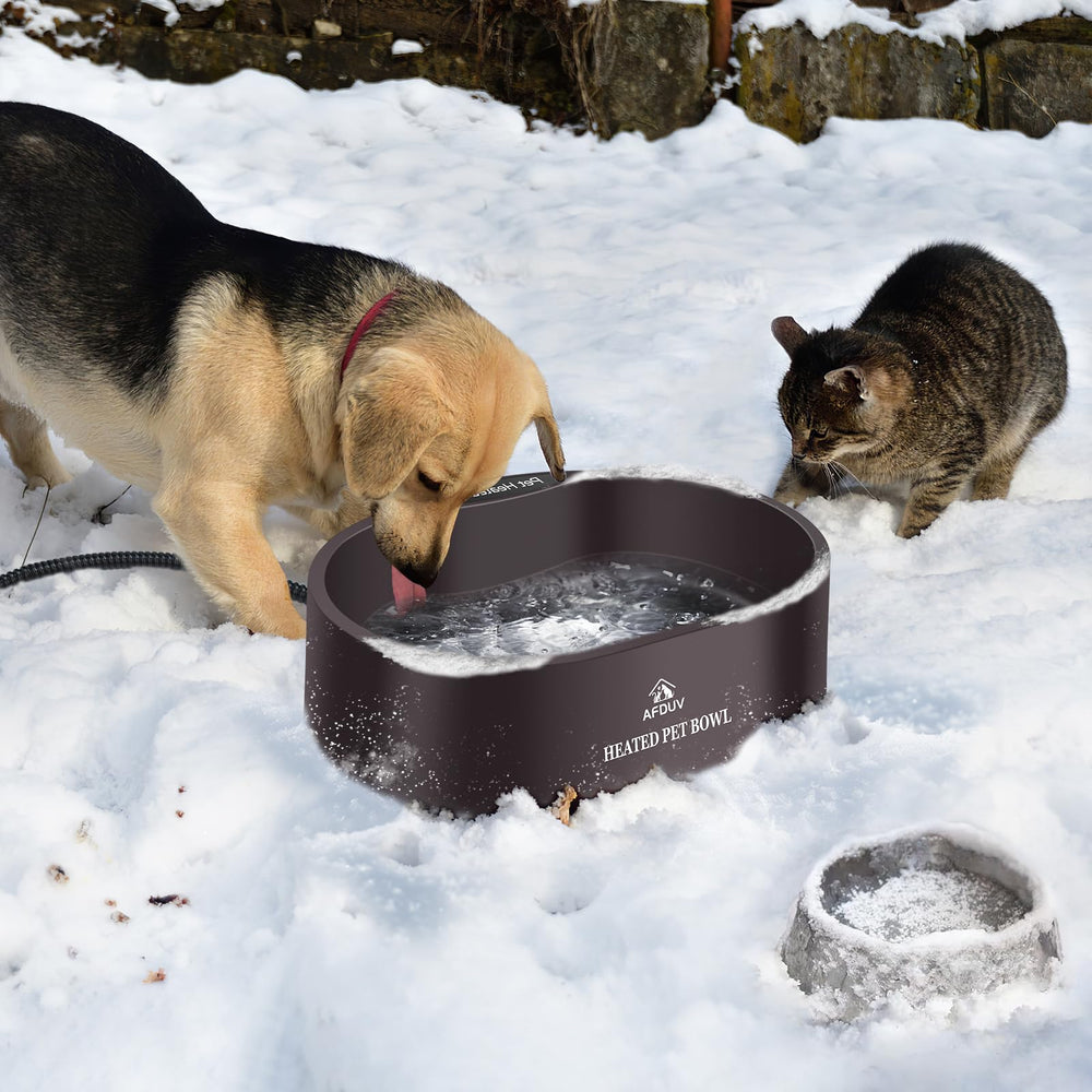 AFDUV heated water bowl outdoor nonslip foam pads prevent sliding on slick surfaces