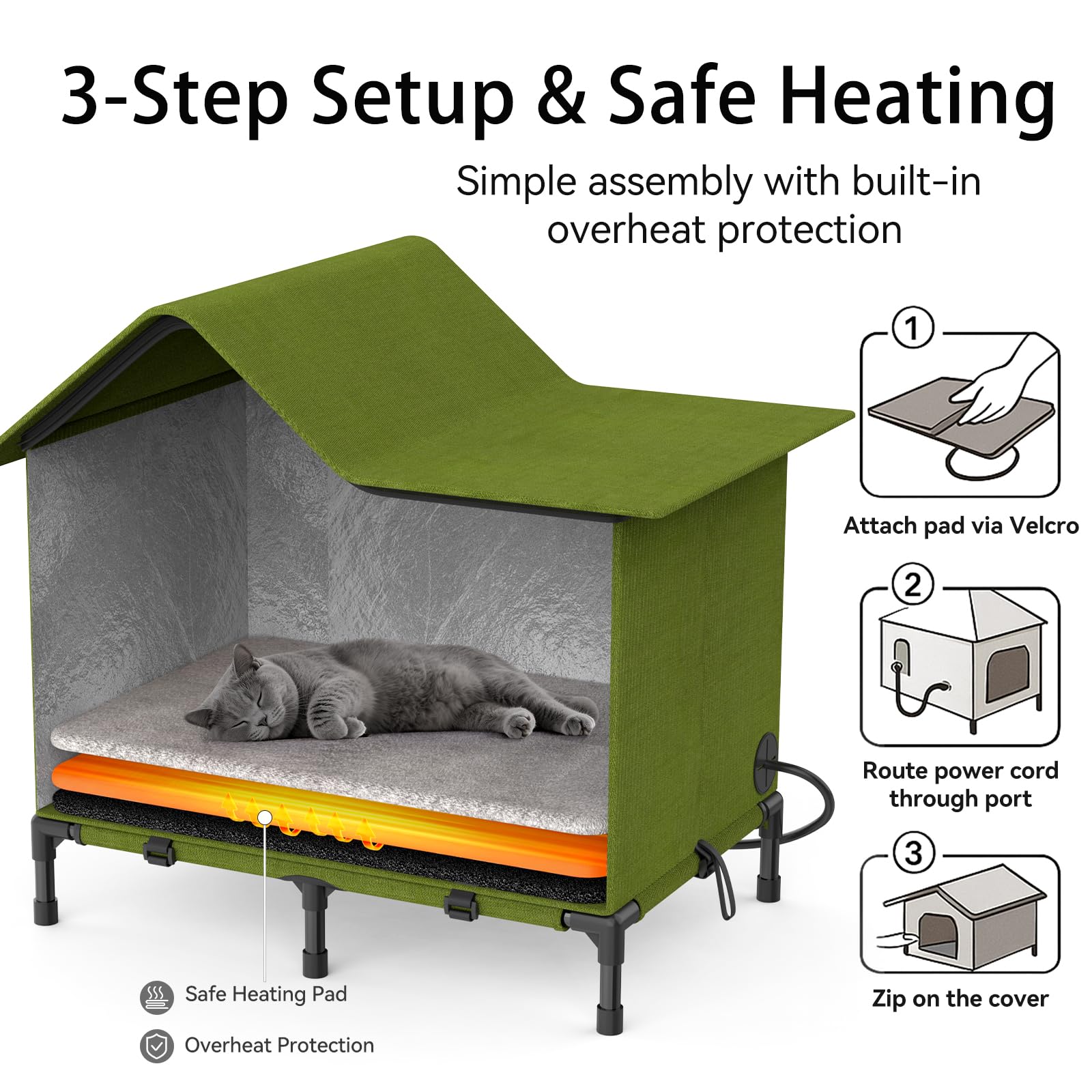 afeioft heated cat house double chamber close-up emphasizes privacy and companionship.