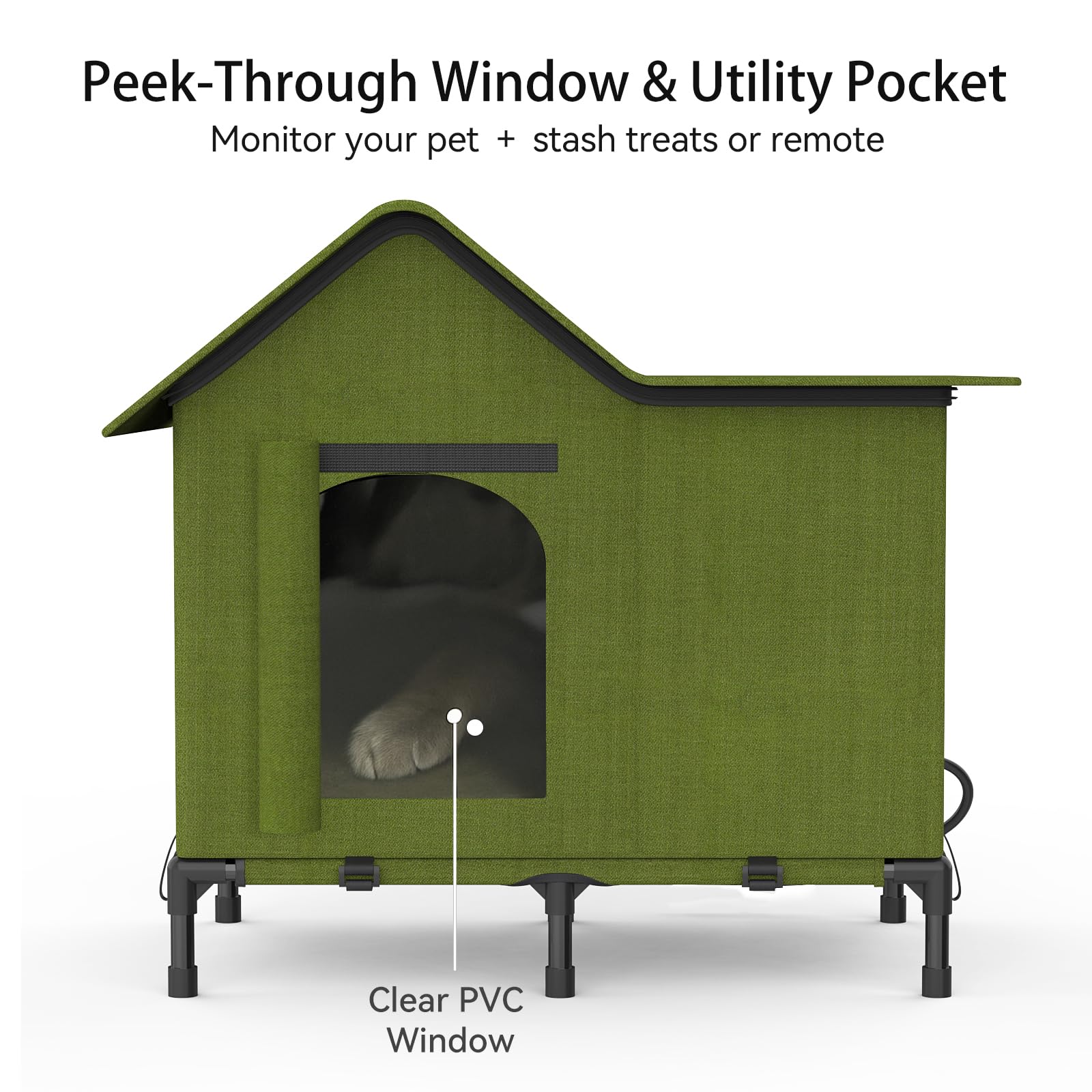 afeioft heated cat house waterproof material protects against rain and snow.