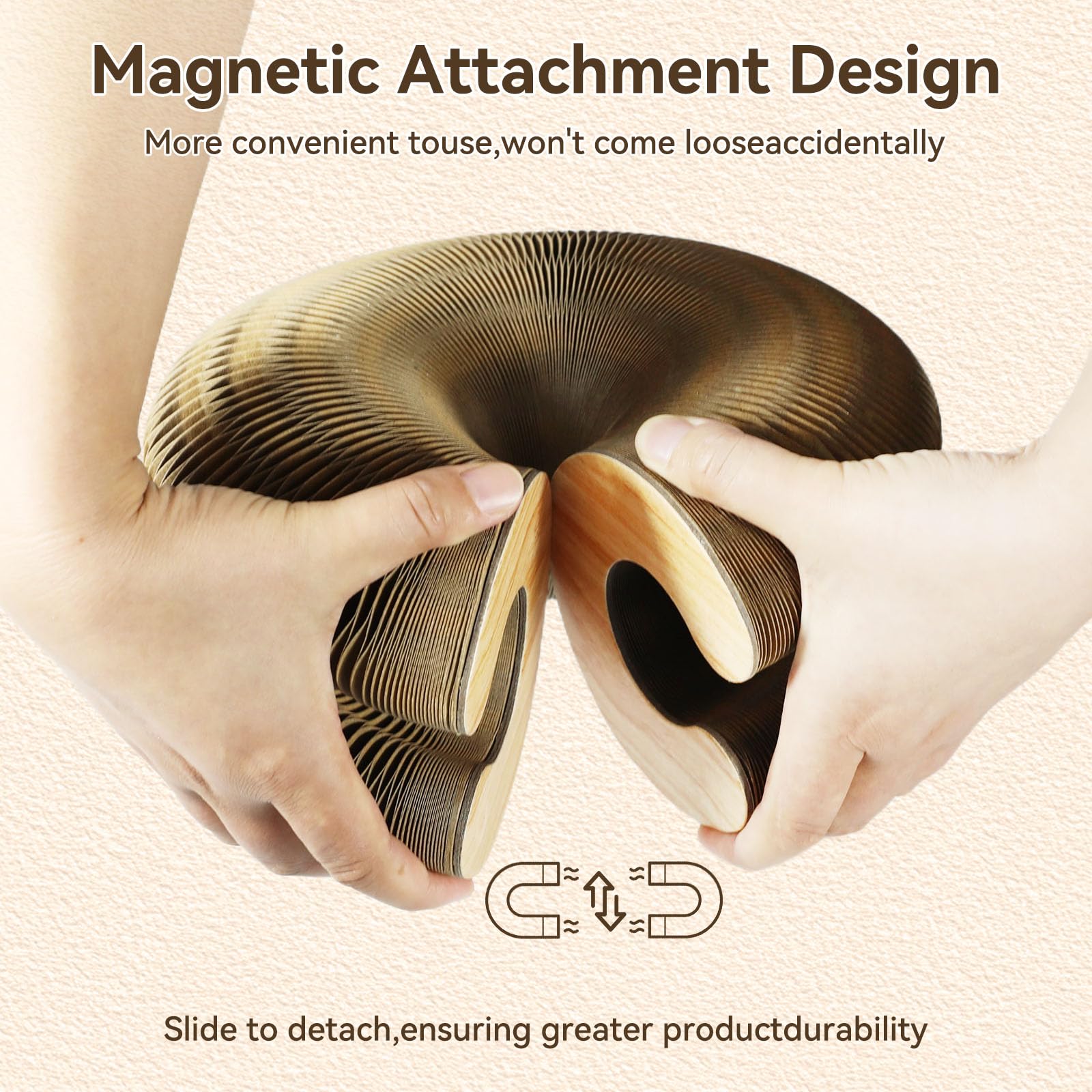 Affiuya Cat Scratcher with magnetic attachment shows a durable, safe scratching surface.
