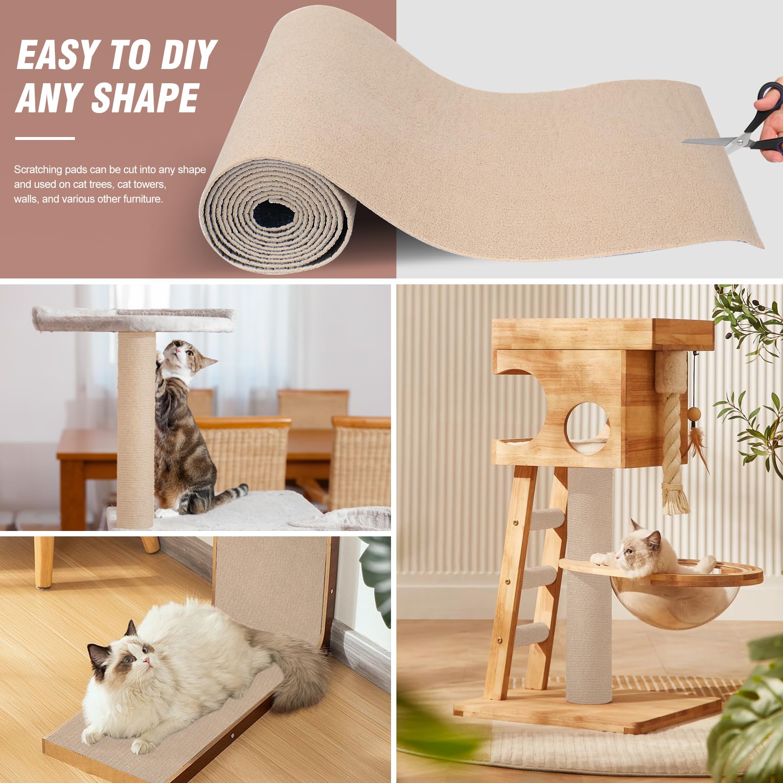 Affiuya cat tree climbing wall protector fits living spaces.