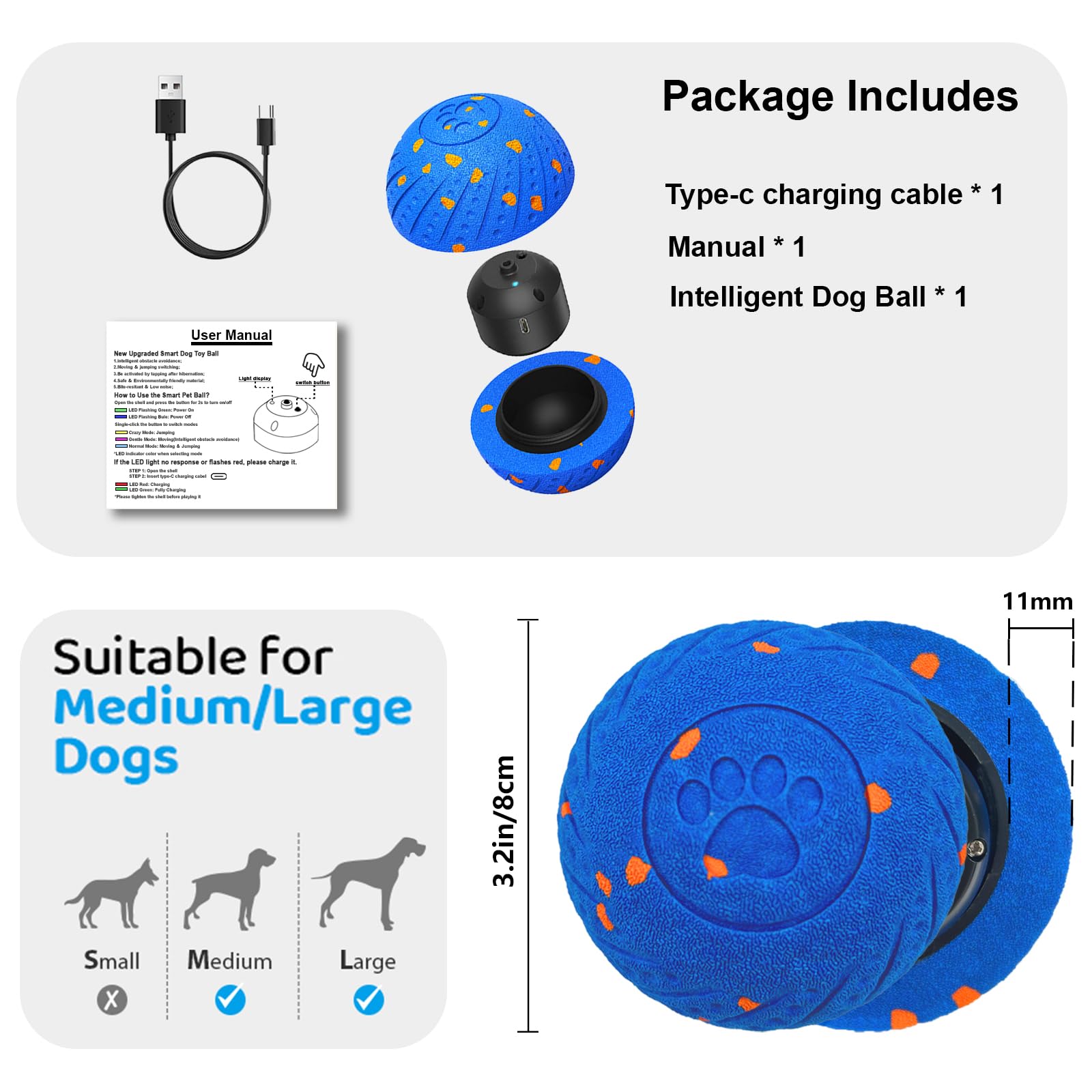 Affiuya Interactive Dog Ball ip54-water-resistance makes cleanup easy after outdoor adventures.