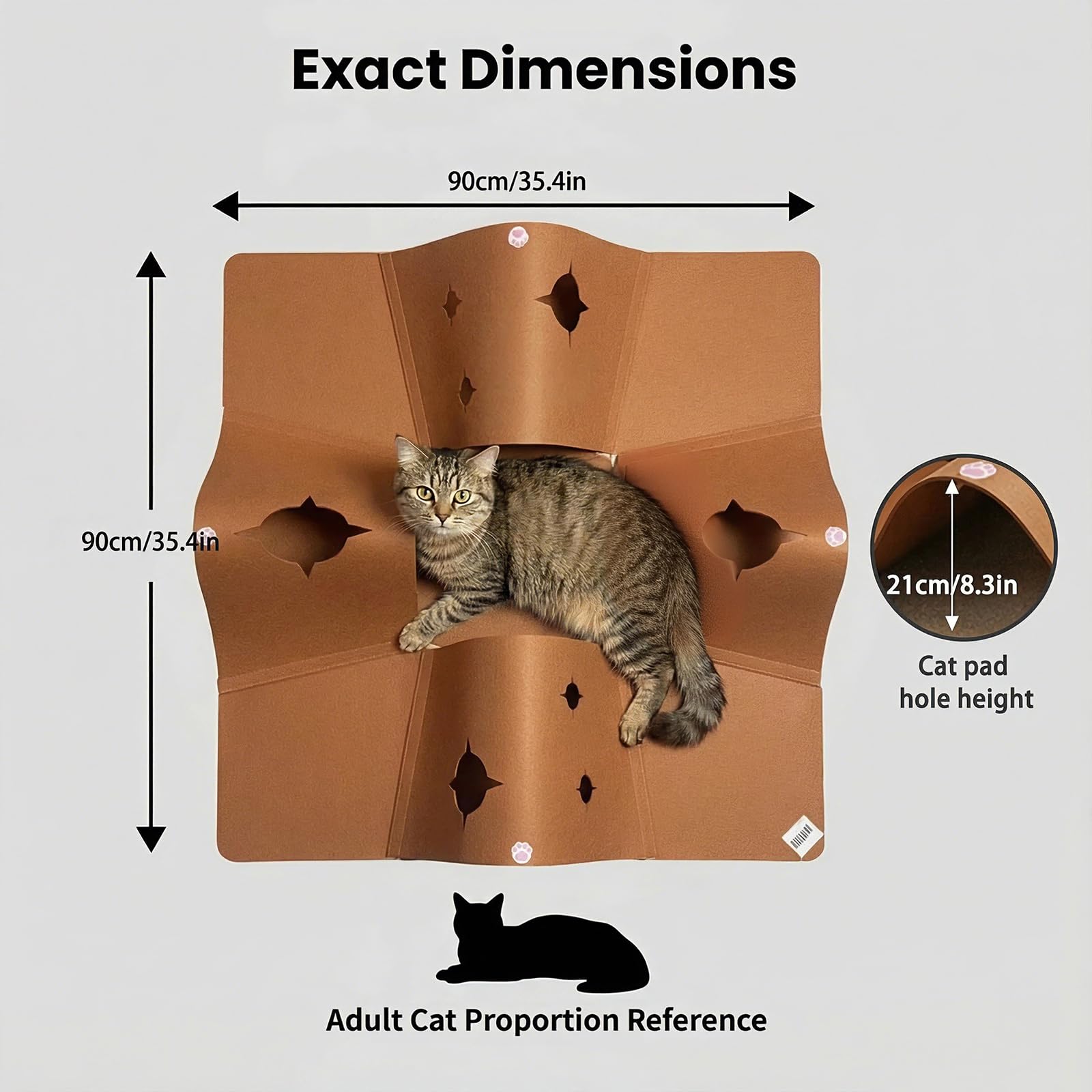 AFLIFLI 4-way felt cat cave image highlights multiple entry points for exploration.