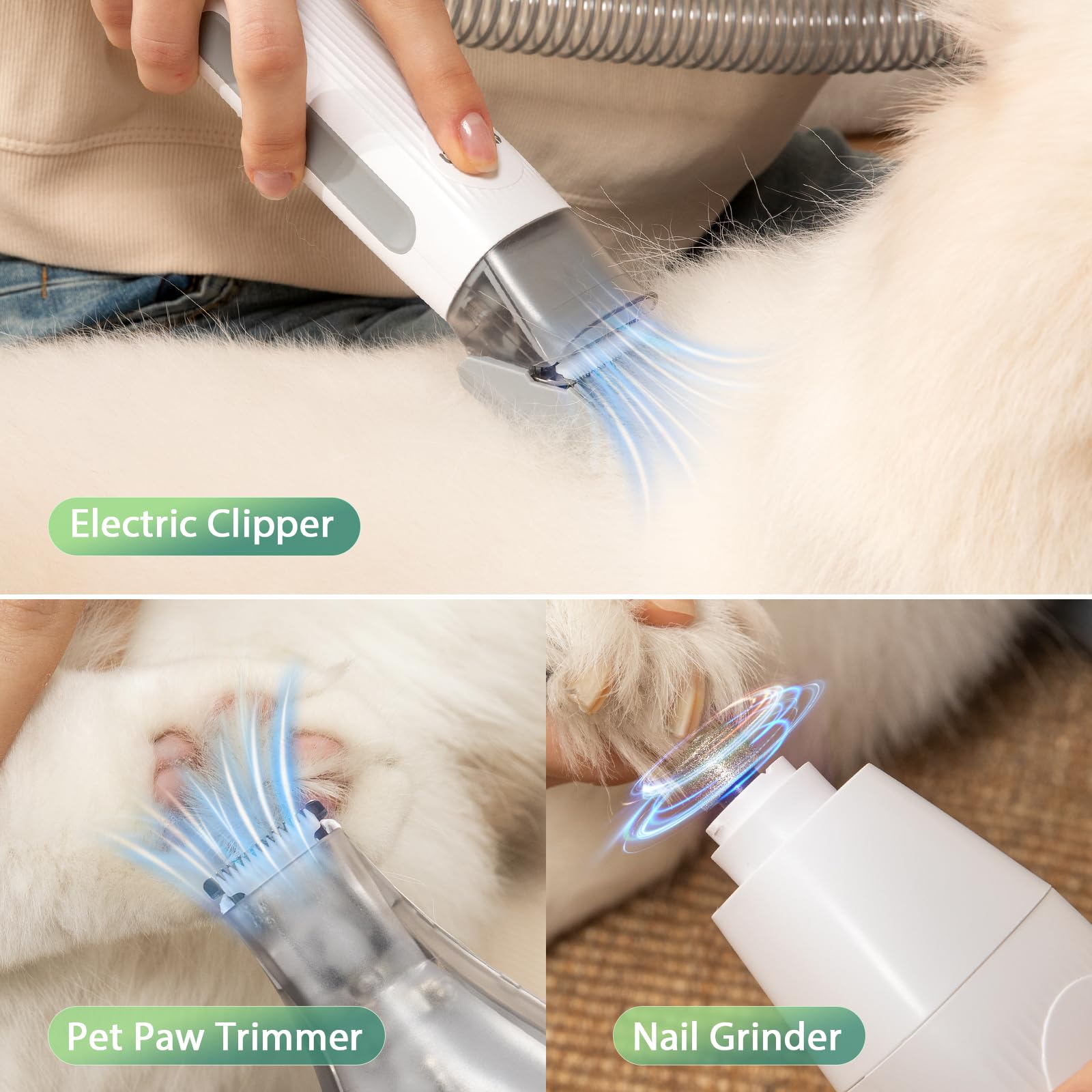 Afloia cordless detachable clipper enables unrestricted grooming in any room.