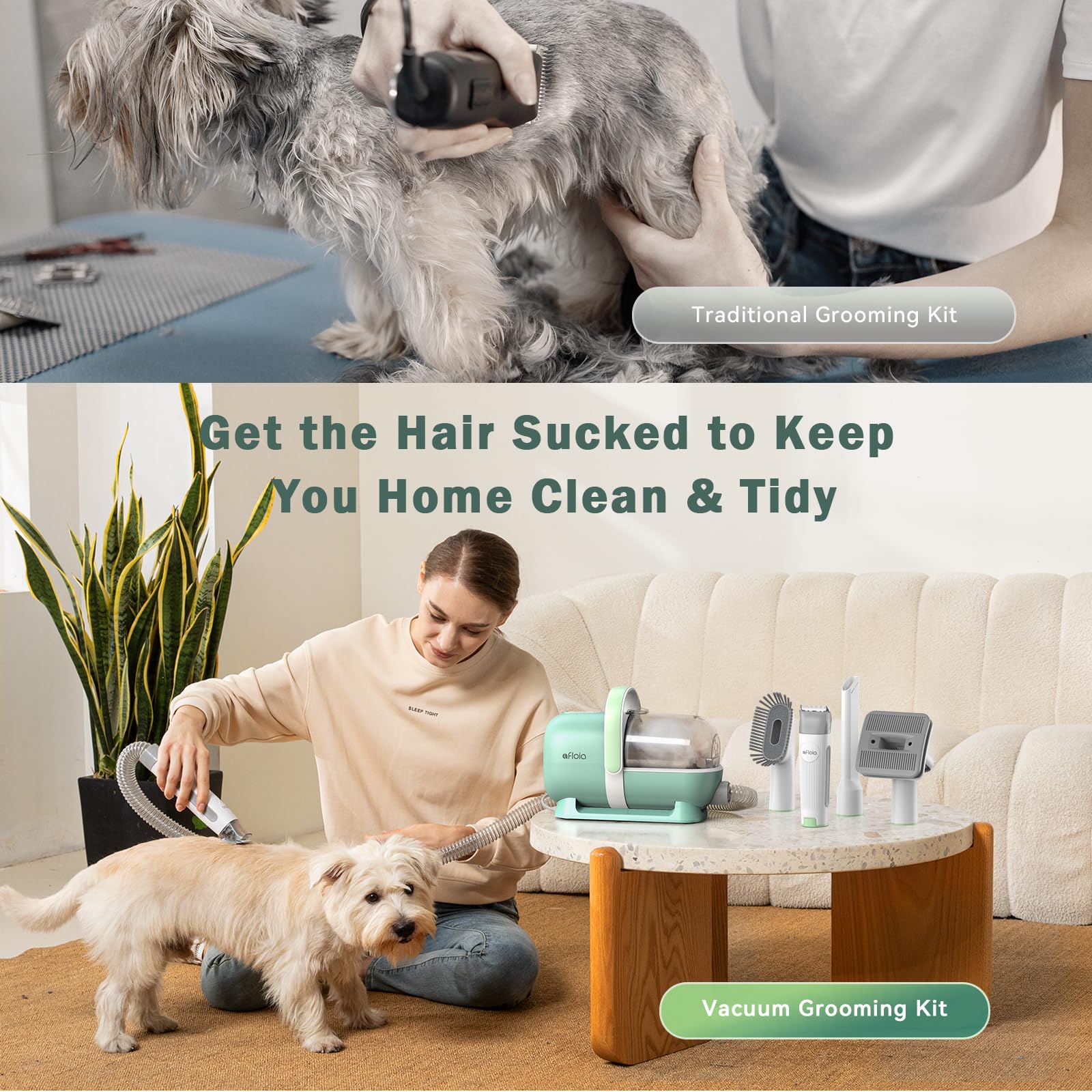 Afloia grooming hose extends to 4.9 feet for flexible home grooming.