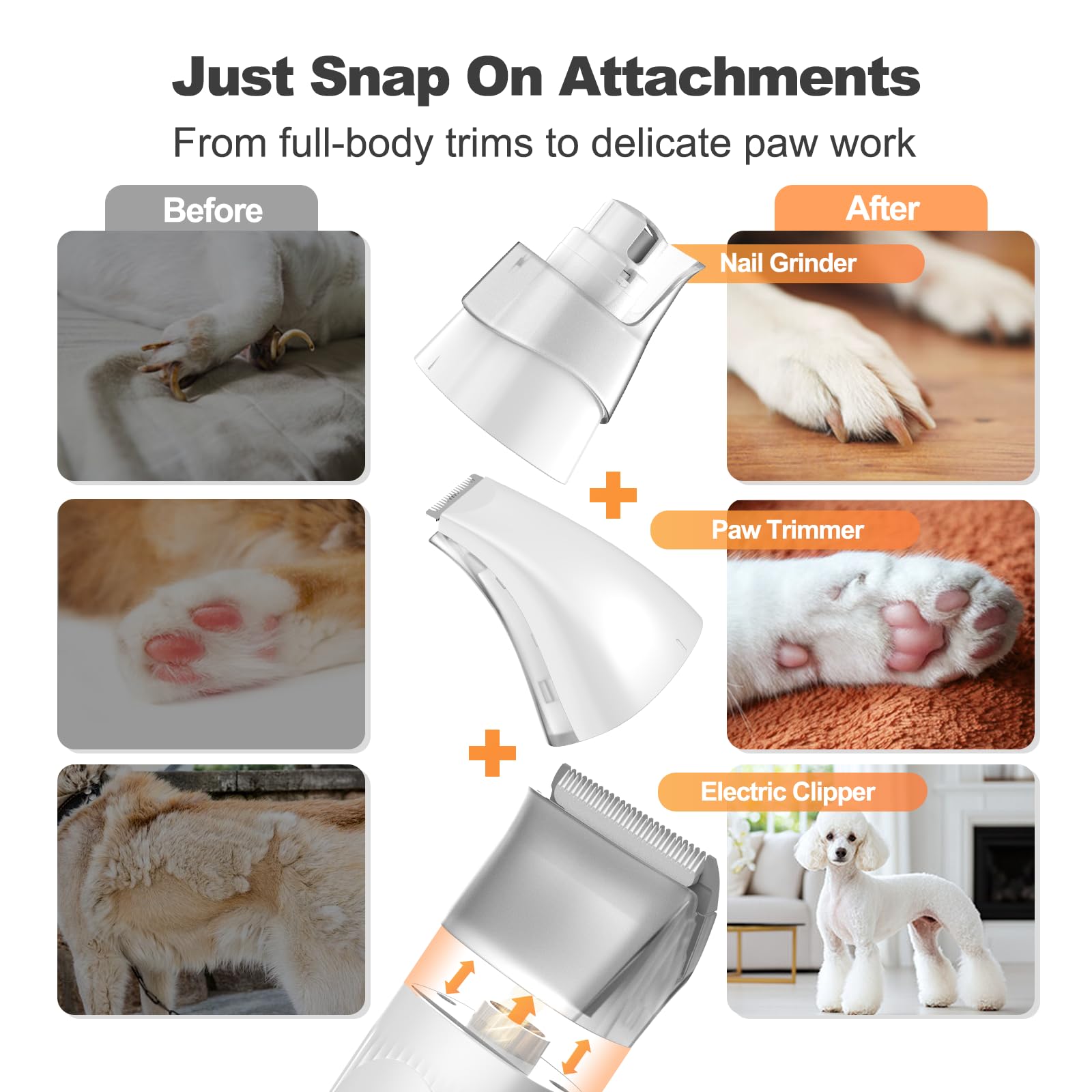 Afloia wireless clipper enables trimming around moving pets.
