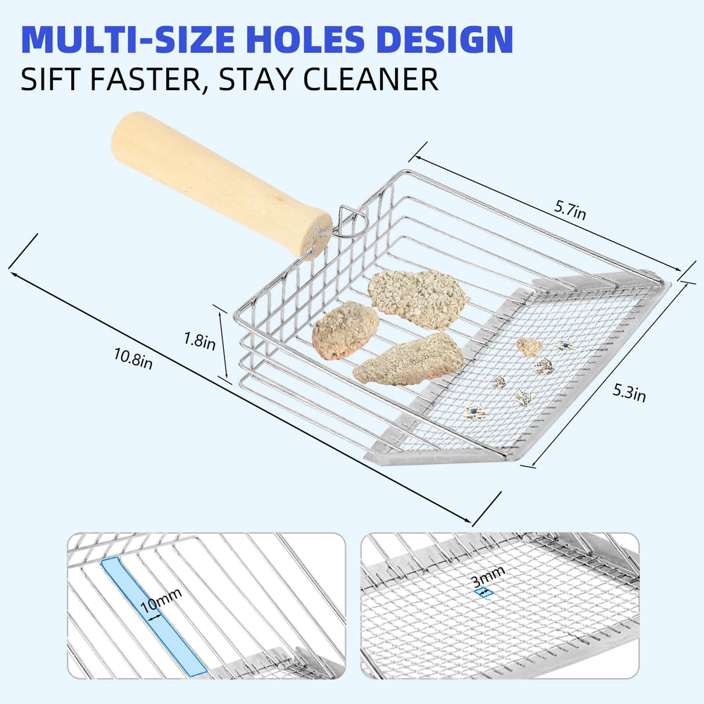 AFOLOREET stainless steel cat litter scoop, rust-resistant and durable.