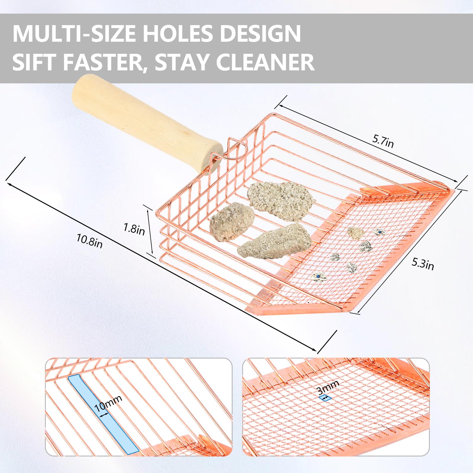 AFOLOREET stainless-steel cat scoop resists rust for durable use.