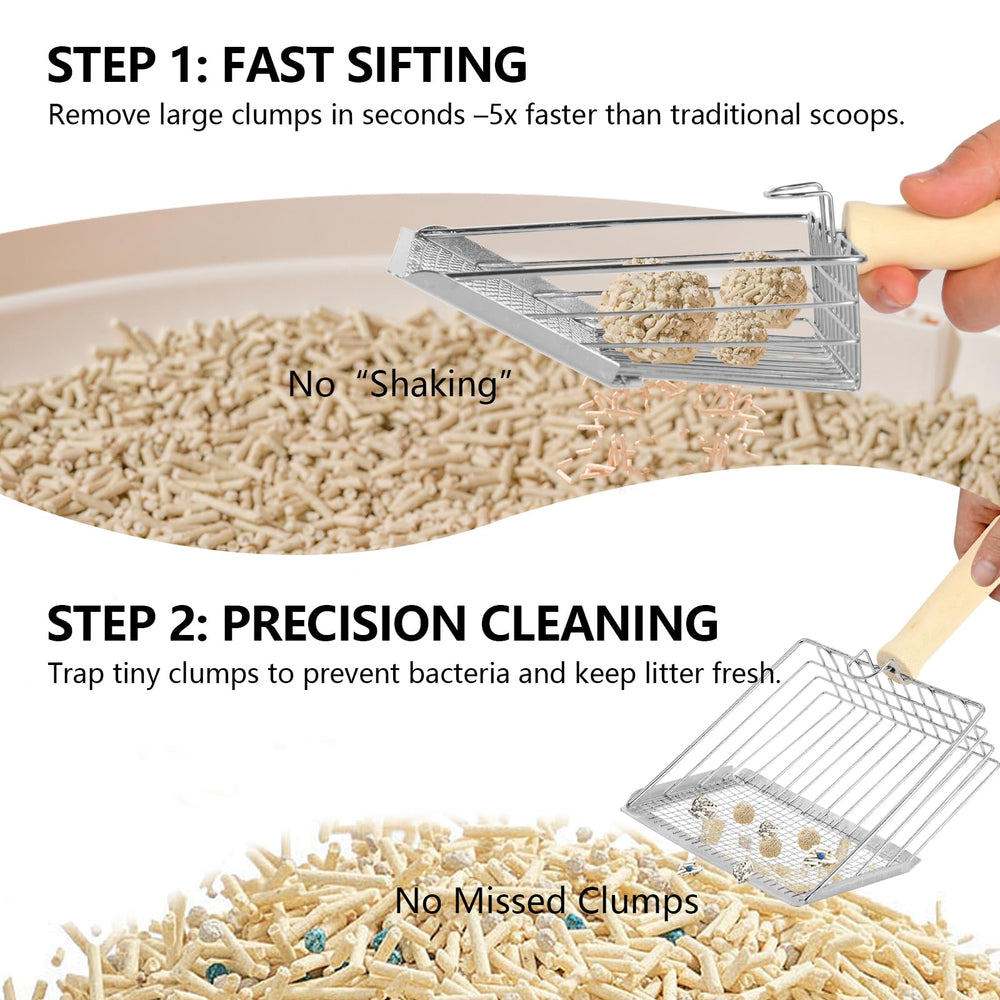 AFOLOREET wooden-handle scoop shows ergonomic grip for comfortable scooping.