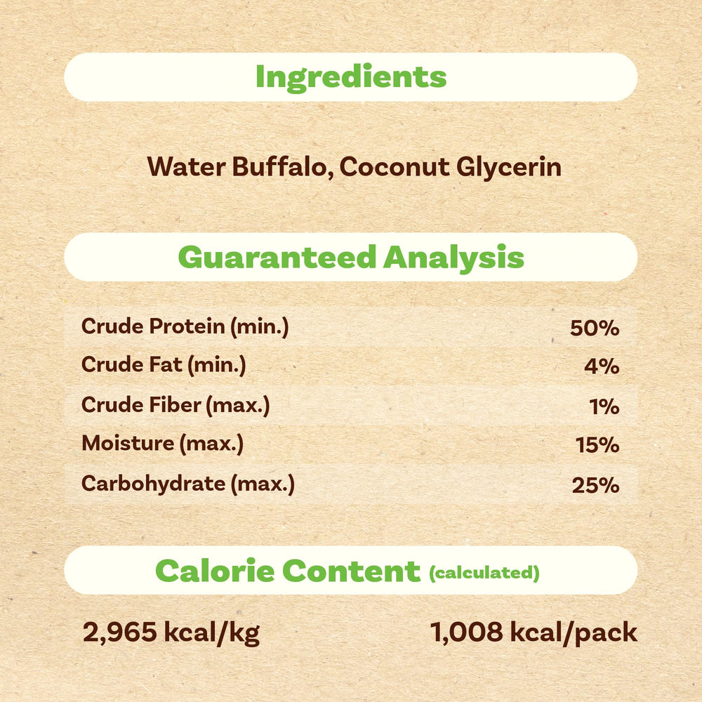 AFreschi Buffalo Dog Treats sourcing image emphasizes cleaner supply.