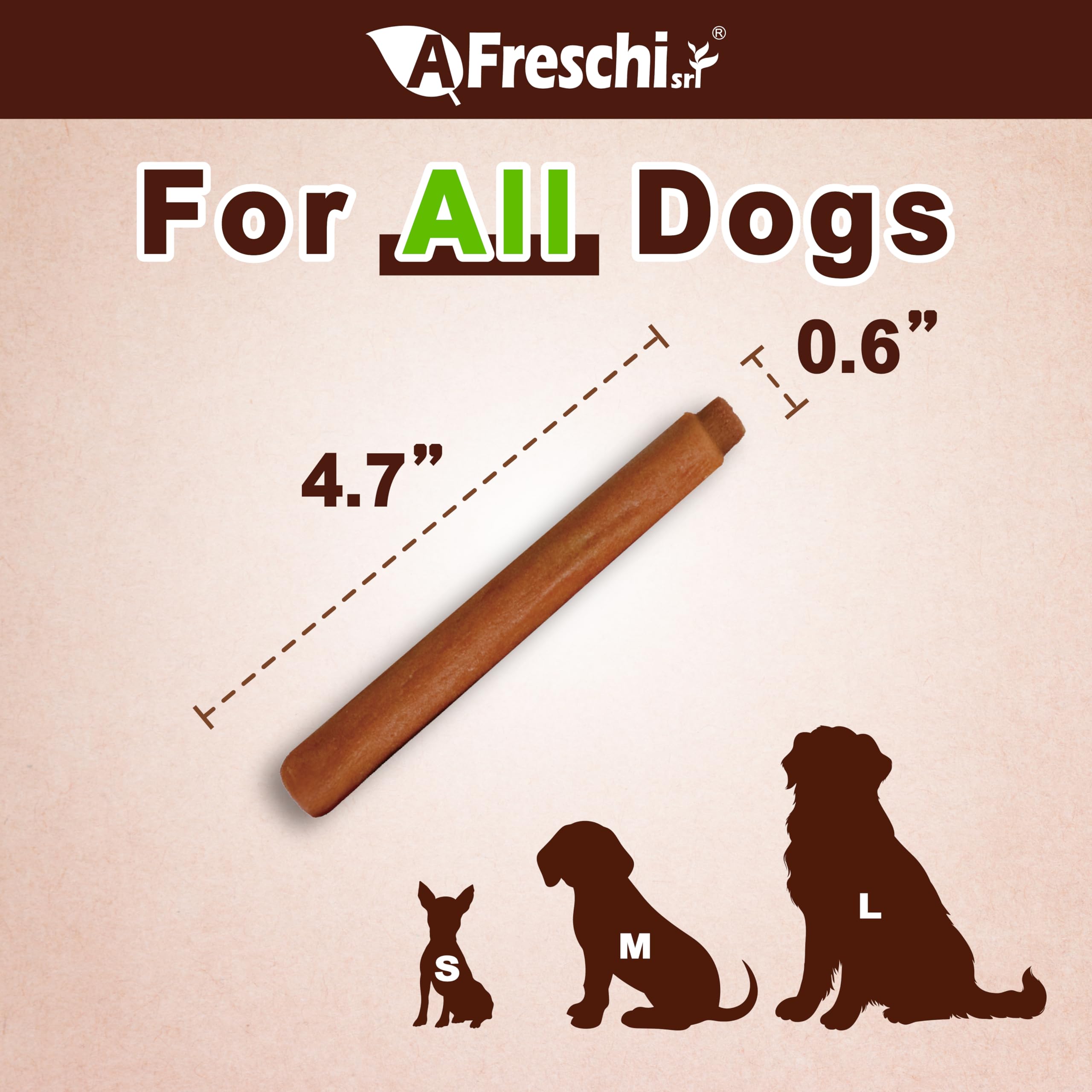 Afreschi chicken dog treats dip-sticks packshot shows grain-free, low-fat snack option for daily treats