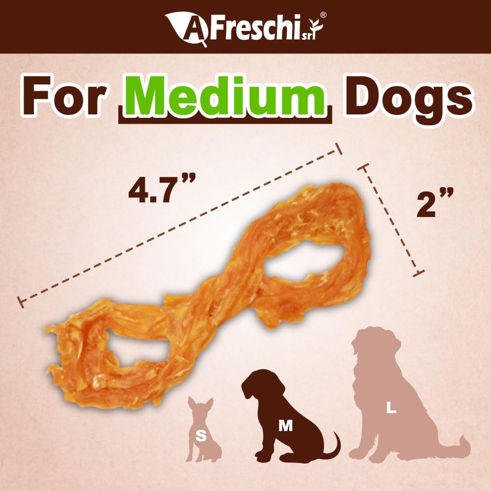 AFreschi turkey tendon chew in action for dogs.