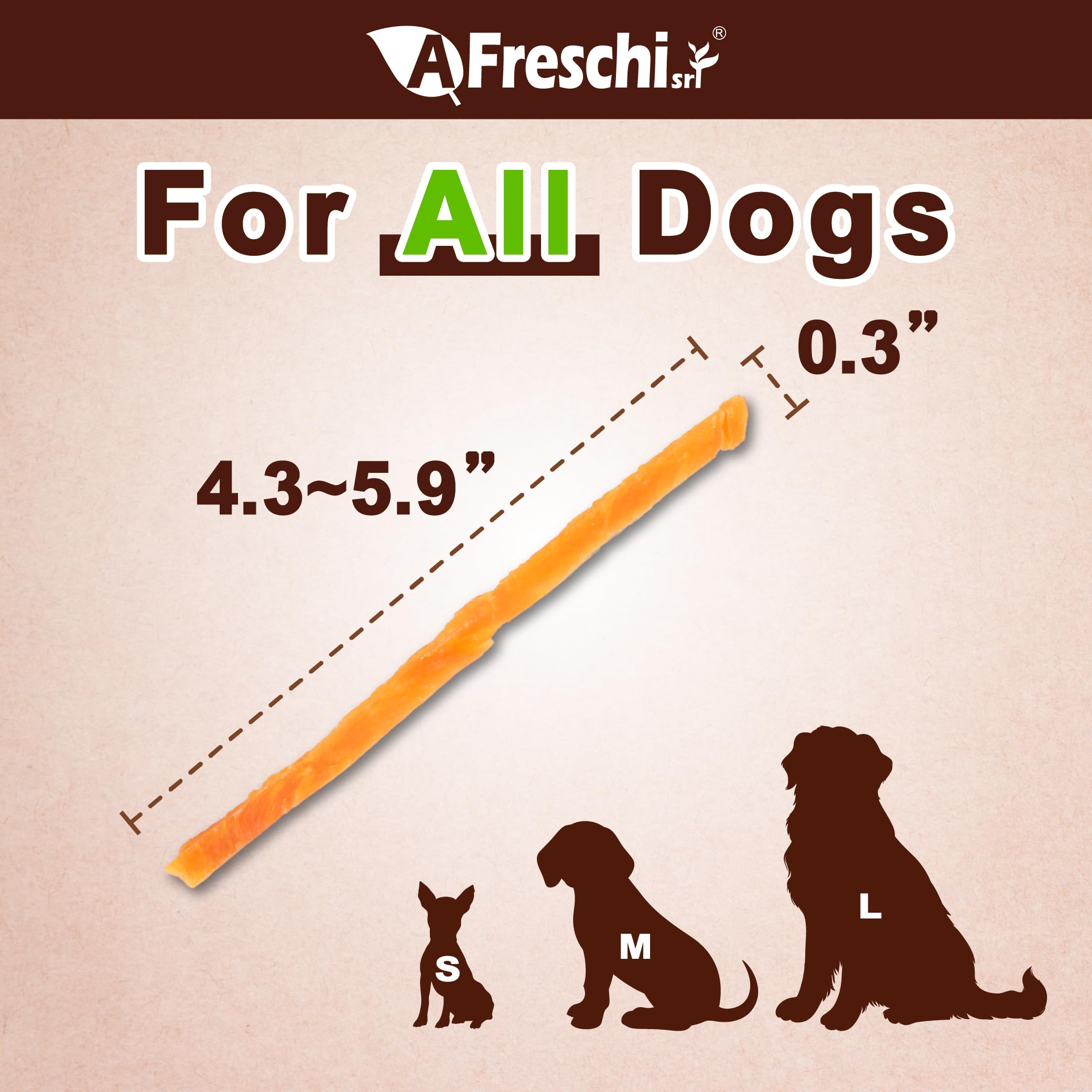 Afreschi Soft Chicken Dog Treats texture bite closeup—soft, easy-chew bites for puppies.