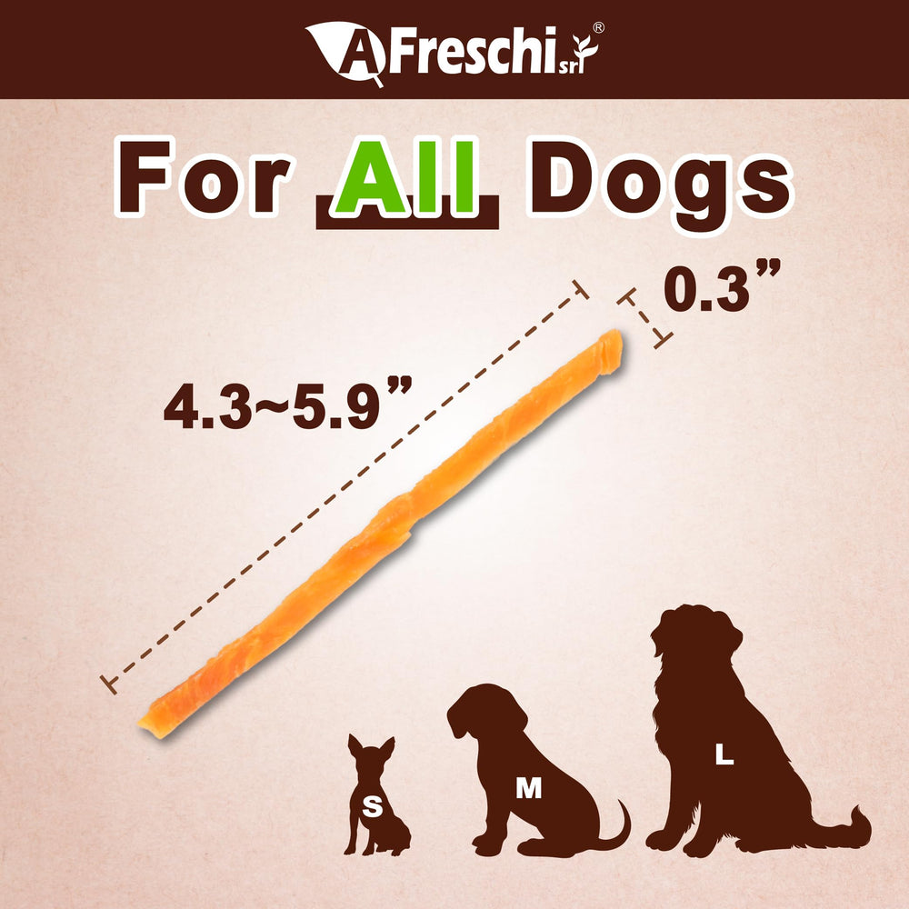 Afreschi Soft Chicken Dog Treats texture bite closeup—soft, easy-chew bites for puppies.