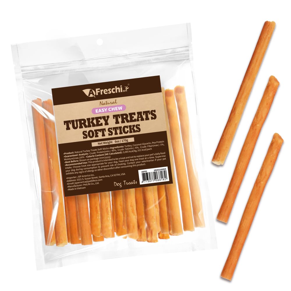 Afreschi Soft Turkey Stick 6oz package shows USA-sourced protein for training rewards