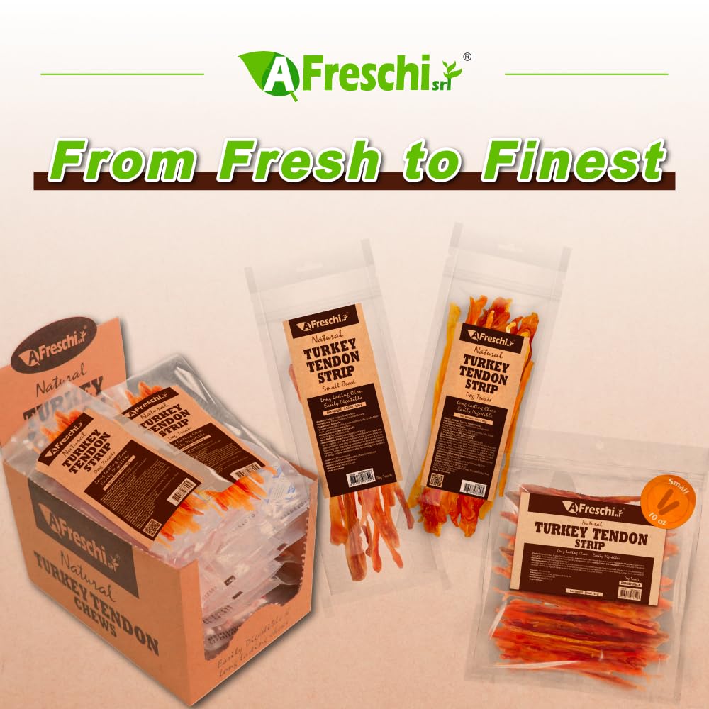 A Freschi srl 10-pack box of turkey tendons for dogs