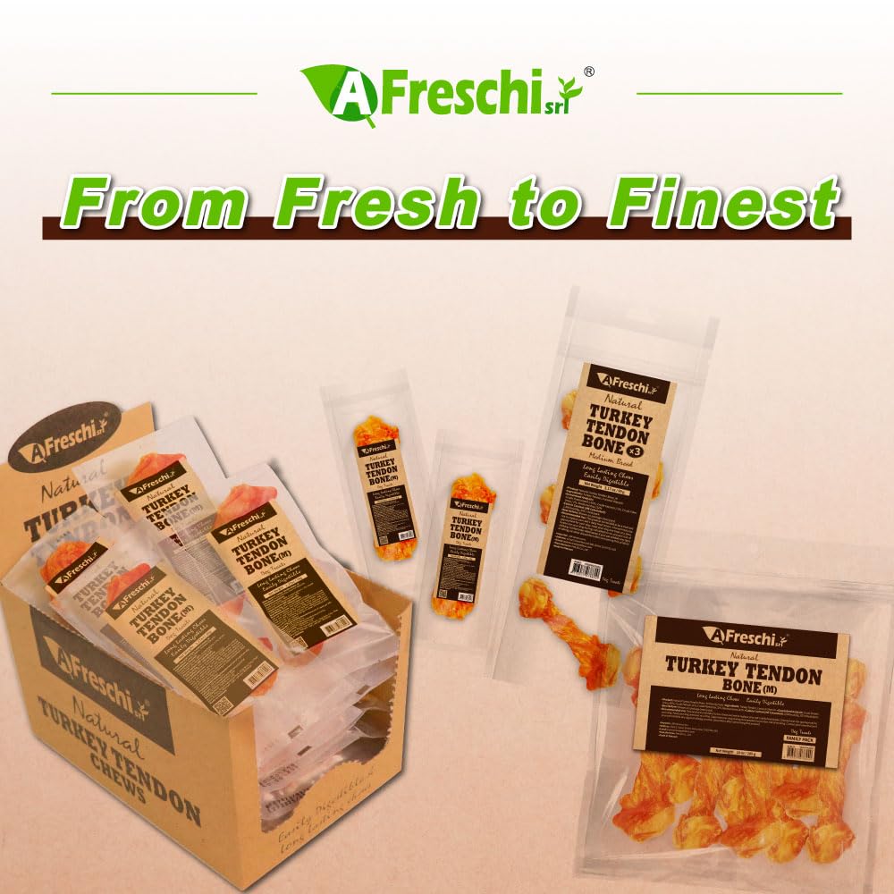 AFreschi Turkey Tendon rawhide-free visual communicates a clean ingredient profile for sensitive dogs.