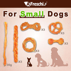 A Freschi turkey tendons closeup texture shows a chewy, long-lasting treat for moderate chewers.