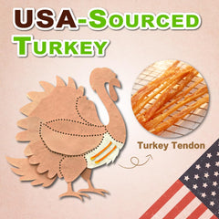 AFreschi turkey tendons dog-chew serving demonstrates rawhide-free option for sensitivities.