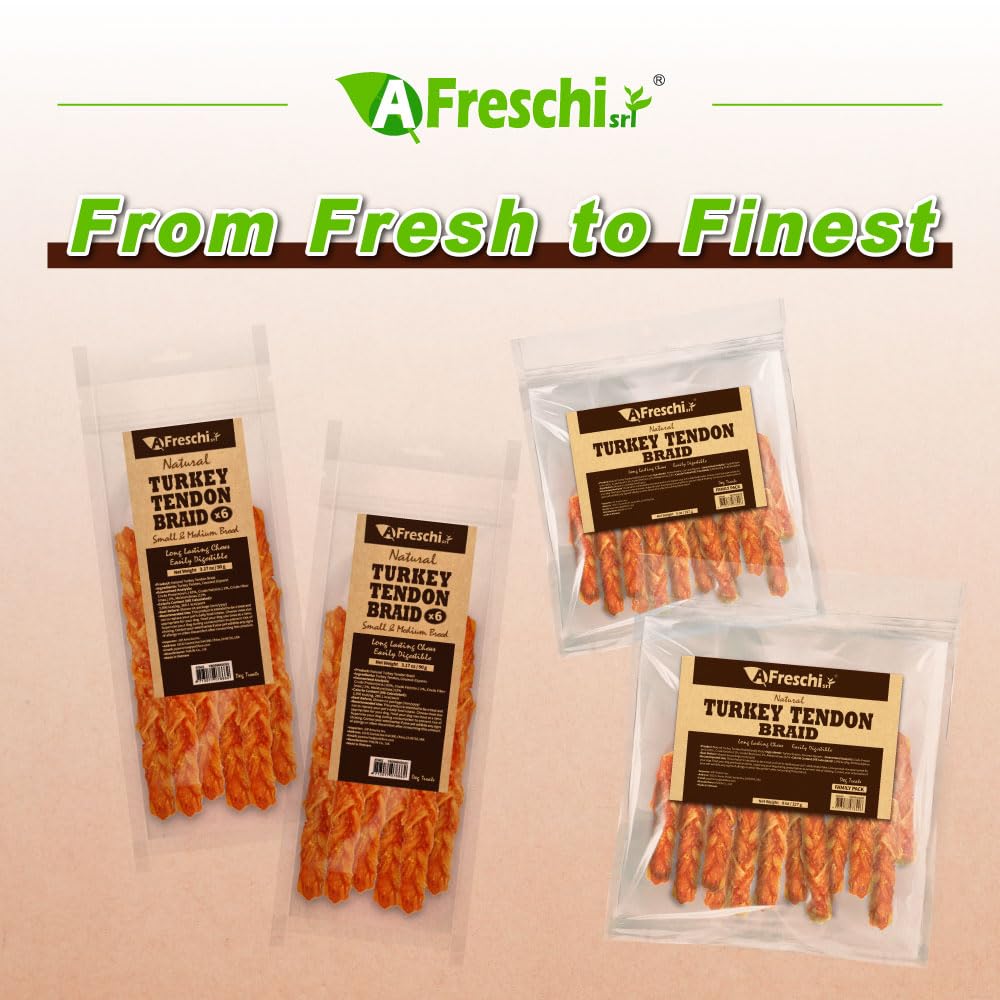 AFreschi Turkey Tendons for Dogs – rawhide-free treat for allergy-prone dogs