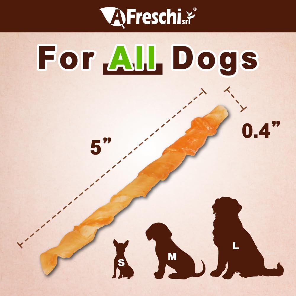 AFreschi Turkey Tendons texture closeup highlights lean protein as a smart dog chew option.