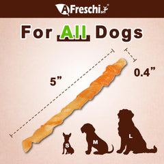 AFreschi Turkey Tendons texture closeup highlights lean protein as a smart dog chew option.