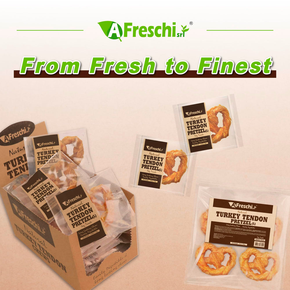 AFreschi turkey tendons large-breed chew demonstrates durability for strong chewers.