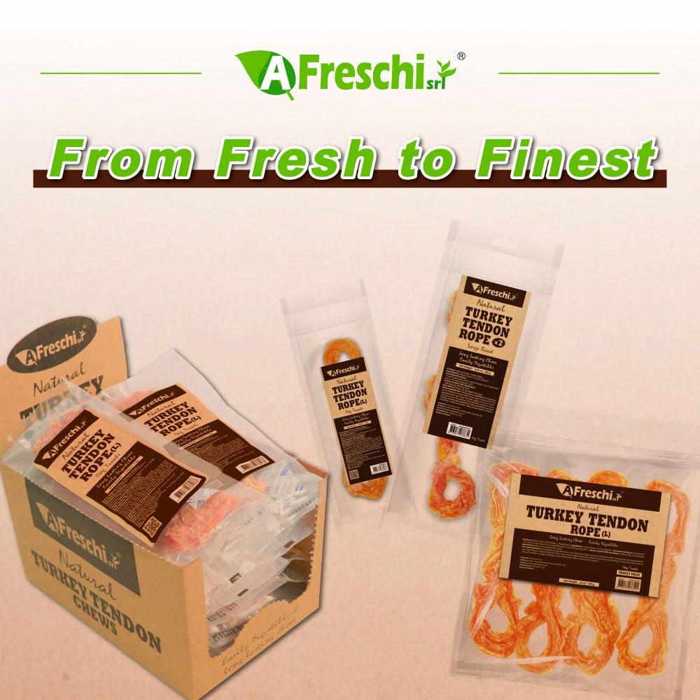 AFreschi Turkey Tendons natural-ingredients spotlight reinforces clean-label dog treat.