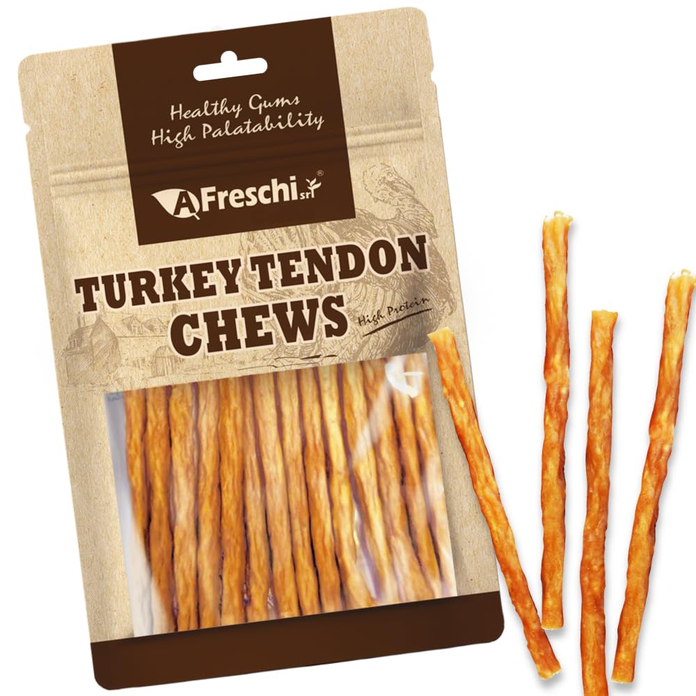 AFreschi Turkey Tendons packaging showcases premium, USA-sourced chews for clean protein rewards
